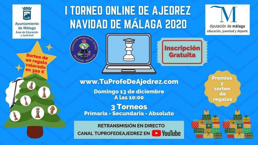 ESTE DOMINGO SE CELEBRA EL I TORNEO DE AJEDREZ ONLINE NAVIDAD DE MÁLAGA 2020
