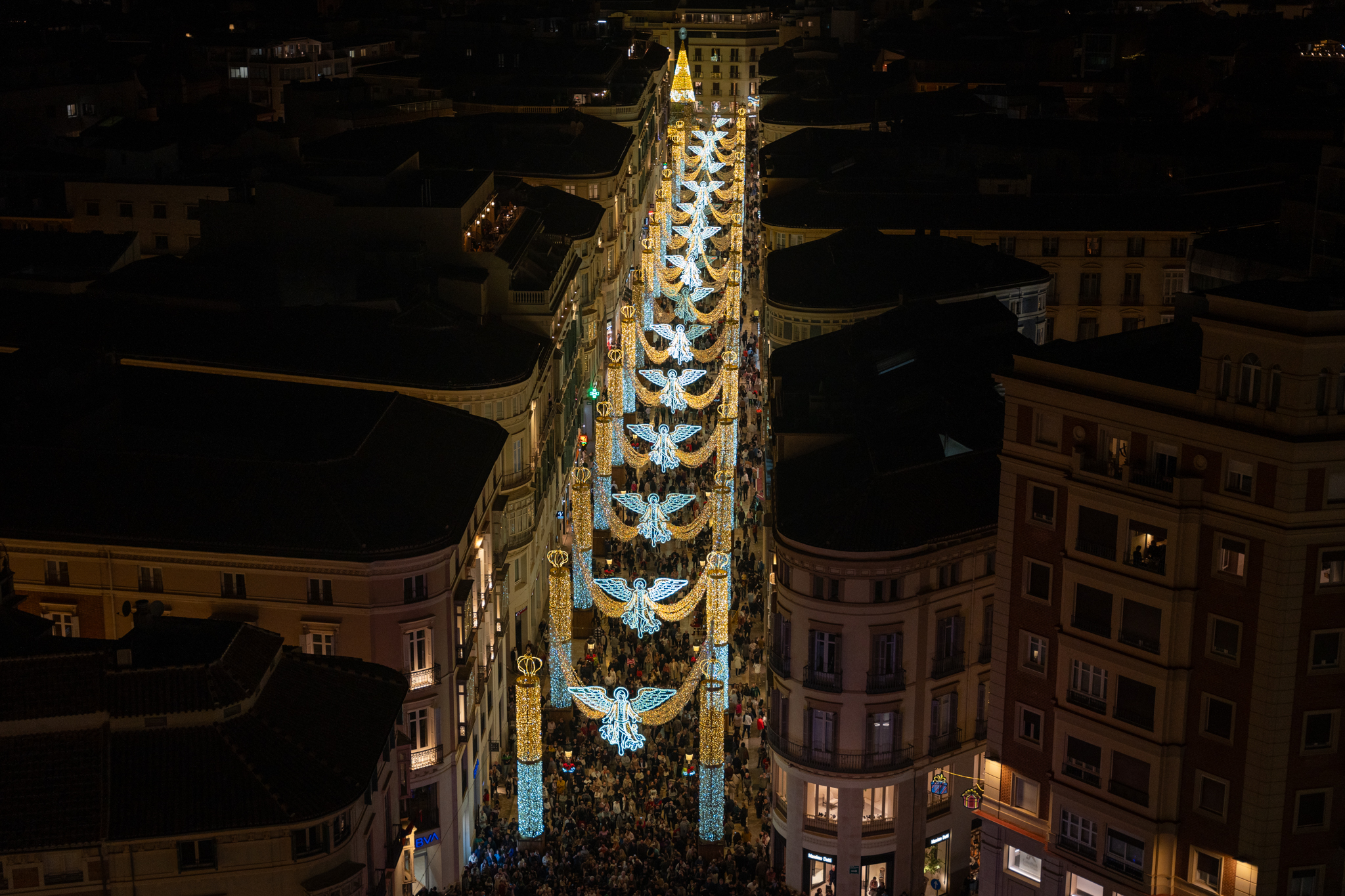 Horario del espectáculo Ángeles Celestiales en calle Larios, a partir del 2 de diciembre